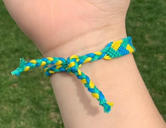 Handmade Green, Blue, and Yellow, Friendship Bracelet. Thread