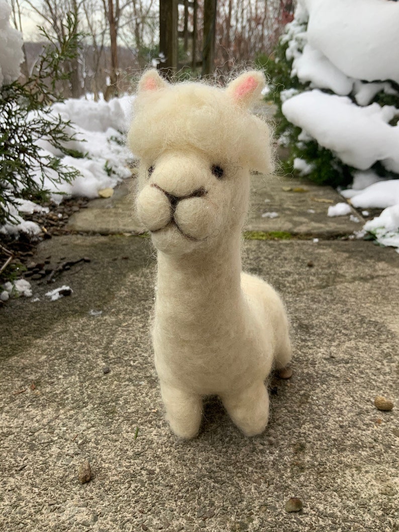 Needle Felted White Llama Etsy