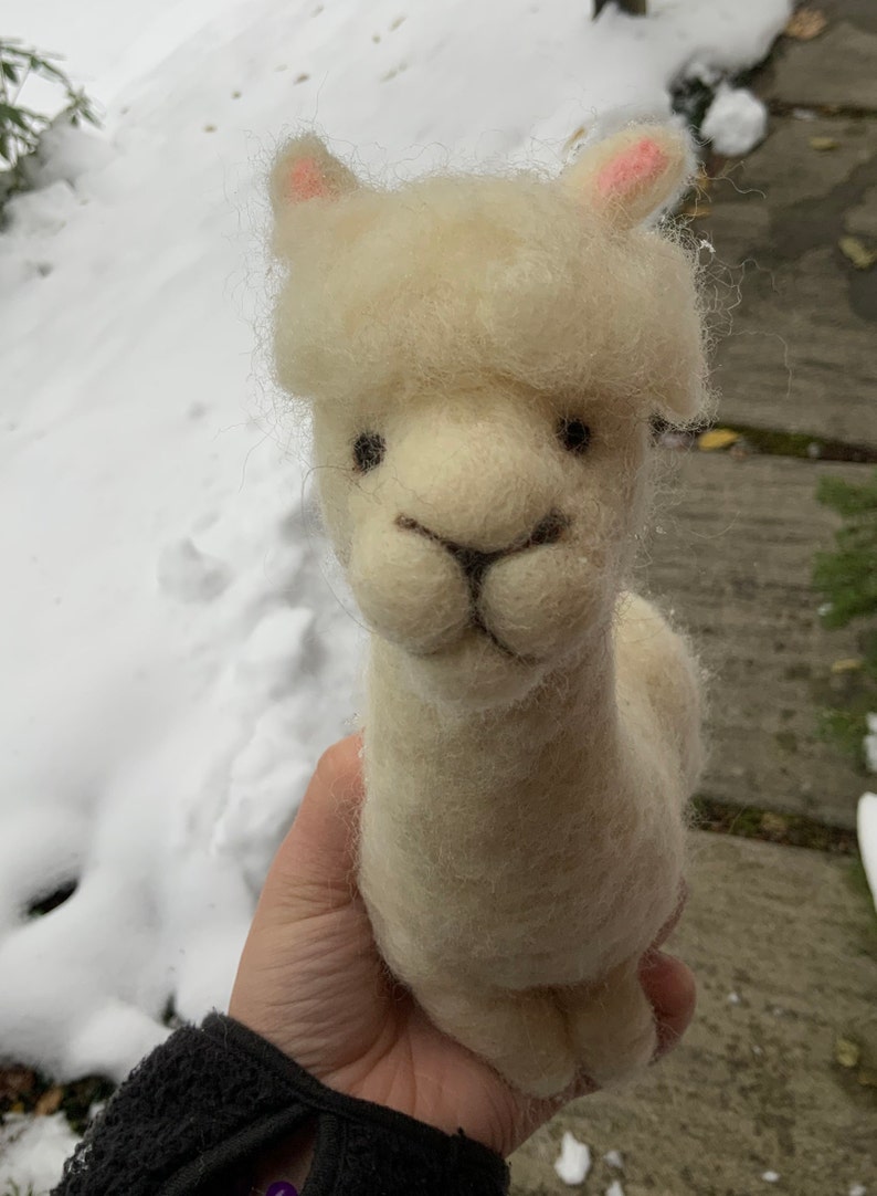 Needle Felted White Llama Etsy