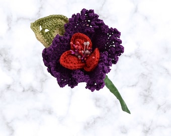 Purple & Red Crochet Rose, When I grow old, Crochet Lace Flowers, Purple Crochet Flowers