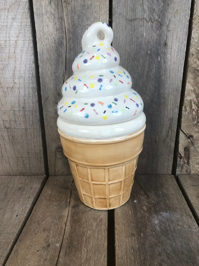 Lidded Ice Cream Cookie Jar / Ice Cream Box / Twist Cone Etsy