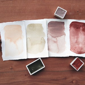 DAMP EARTH PALETTE handmade watercolour | curated set | plein air painting | gift for artists + painters | artisan gifts | half or full pans