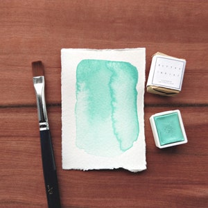 SEA SALT MINT handmade watercolour paint pastel green paints unique art supplies gift for artists for painting, lettering, calligraphy image 1