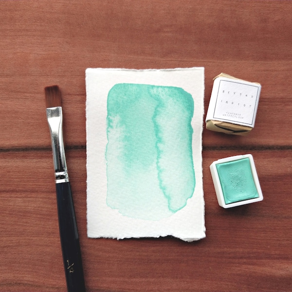 SEA SALT MINT handmade watercolour paint | pastel green paints | unique art supplies | gift for artists for painting, lettering, calligraphy