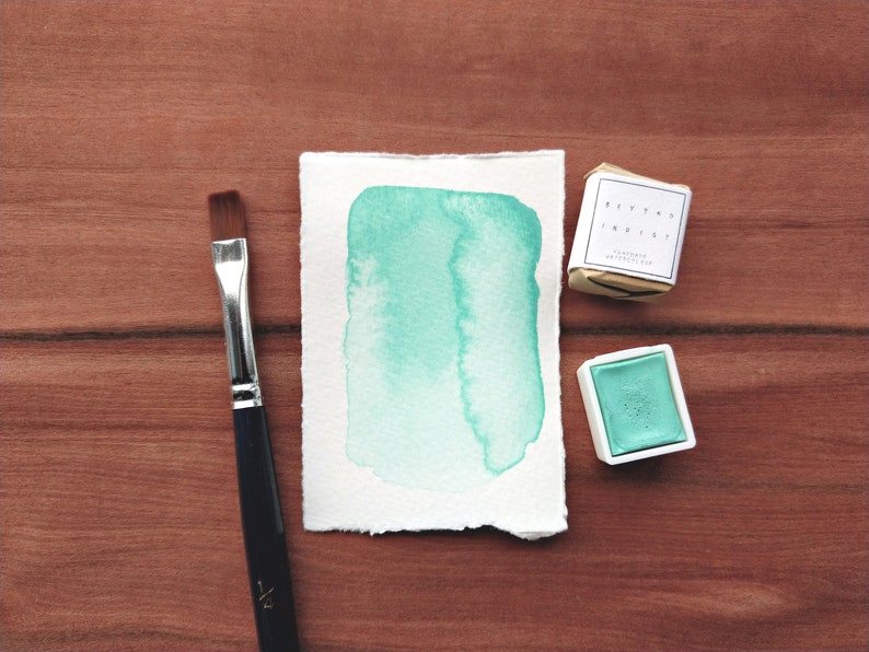 SEA SALT MINT handmade watercolour paint pastel green paints unique art supplies gift for artists for painting, lettering, calligraphy image 1