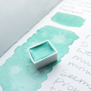 SEA SALT MINT handmade watercolour paint pastel green paints unique art supplies gift for artists for painting, lettering, calligraphy image 4