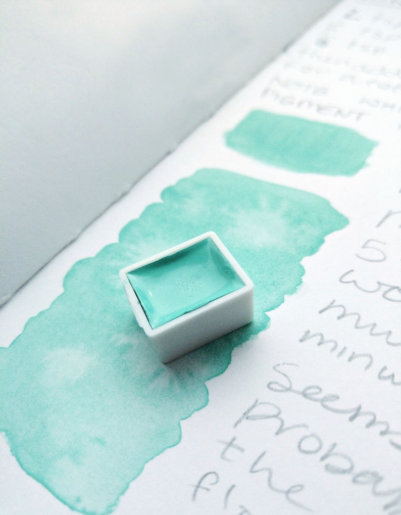 SEA SALT MINT handmade watercolour paint pastel green paints unique art supplies gift for artists for painting, lettering, calligraphy image 4