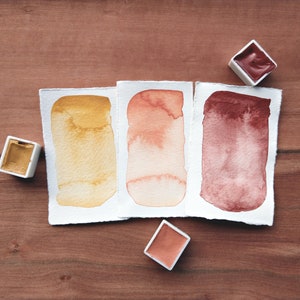 FLAME WHISPER PALETTE handmade watercolour set | curated colours | gift for artists and painters | yellow orange red colors | earth pigments