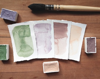 FOREST NEUTRAL PALETTE handmade watercolours | curated set | artisan watercolors | gift for artists and painters | half pans | full pans