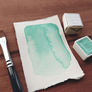 SEA SALT MINT handmade watercolour paint pastel green paints unique art supplies gift for artists for painting, lettering, calligraphy image 2