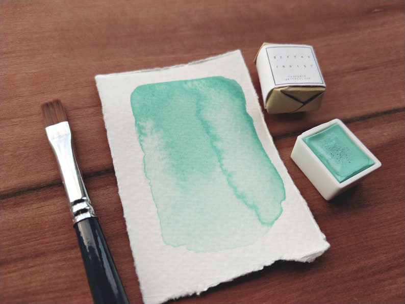 SEA SALT MINT handmade watercolour paint pastel green paints unique art supplies gift for artists for painting, lettering, calligraphy image 2