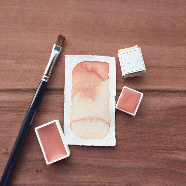 BURNT CORAL handcrafted watercolour paint | pale orange handmade watercolors | gift for artists and painters | half pans | full pans