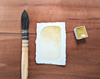 APPLE CIDER VINEGAR handmade watercolor paint | granulating artisan watercolours | gift for artists | half pans | full pans | yellow green
