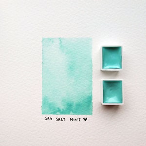 SEA SALT MINT handmade watercolour paint pastel green paints unique art supplies gift for artists for painting, lettering, calligraphy image 7