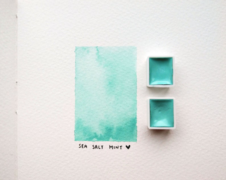 SEA SALT MINT handmade watercolour paint pastel green paints unique art supplies gift for artists for painting, lettering, calligraphy image 7