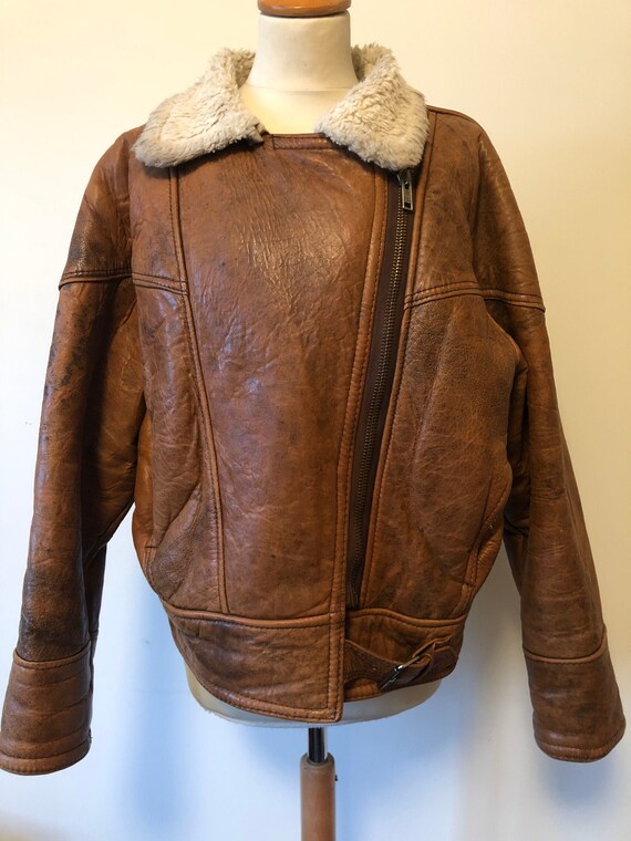 1980’s Brown sheepskin cropped jacket.