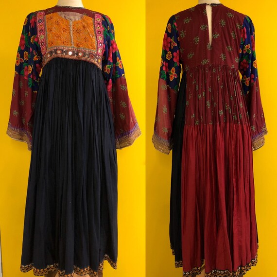 1970's Indian peasant dress with hand embroidery,