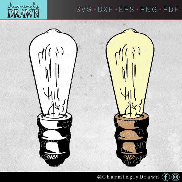 Edison Bulb SVG - Edison Light SVG - Vintage Light Bulb SVG - Edison Bulb Lamp Svg - Cut Files for Cricut Silhouette - svg dxf png pdf eps