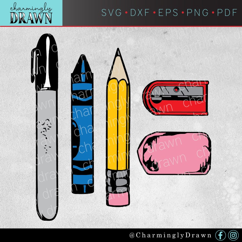 Download Art Supplies SVG for Art Teacher Pencil SVG Crayon SVG | Etsy