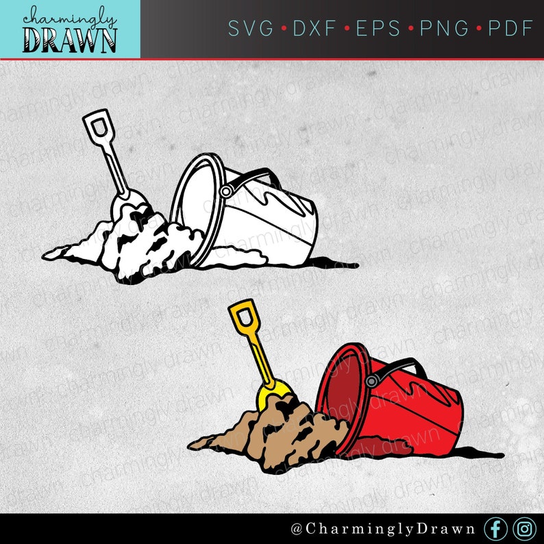 Sand Bucket SVG Sand Bucket and Shovel With Sand Beach Pail and Shovel SVG Cut Files for Cricut