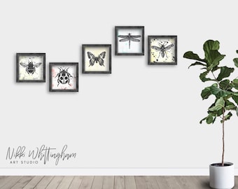 Miniature Art Prints - Insect Artworks - Set of Small Prints