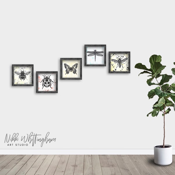 Miniature Art Prints - Insect Artworks - Set of Small Prints