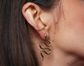 Brass Earring - Snake Earrings - Brass Jewelry - Tribal Earrings - Ethno Earrings - Festival Jewelry - Indian Earrings