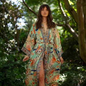 Elegante Kimono Robe, Morgenmantel, Vintage Kimono, Brautrobe, Boho Kimono, Loungewear