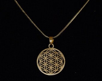 Flower of Life Brass Pendant – Ancient Symbolism - Boho jewellery