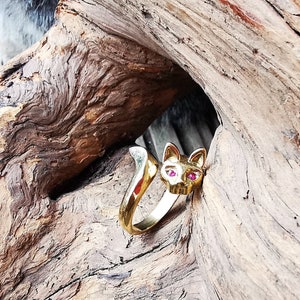 Cat Ikon Ring - Brass Finger Ring - Adjustable Finger Ring - Vintage Ring - Vintage Jewelry - Handmade Brass Ring