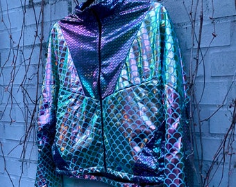 Metallic Trainingsjacke - Vintage Jacke - Festivaljacke - Holographische Bomberjacke