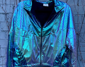 Metallic Trainingsjacke - Vintage Jacke - Festivaljacke - Holographische Bomberjacke