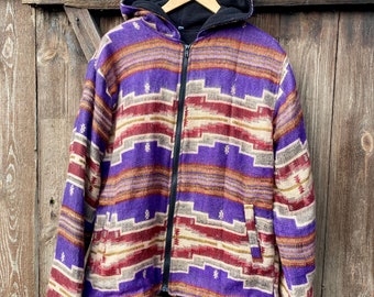 Colorful cozy winter jacket - handmade woolen jacket - hippie jacket - warm fleece jacket - festival jacket - vintage fashion