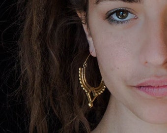 Bohemian earrings. Brass jewelry. Tribal earrings.