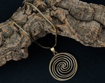 Spiral pendant -  Boho jewellery -  Spiral Brass Necklace - Spiral Symbol