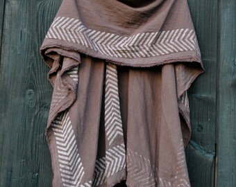 Poncho vest Long vest Natural color Stola Tribal