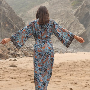 Robe kimono élégante, robe de chambre, kimono vintage, robe de mariée, kimono Boho, vêtements de détente image 6