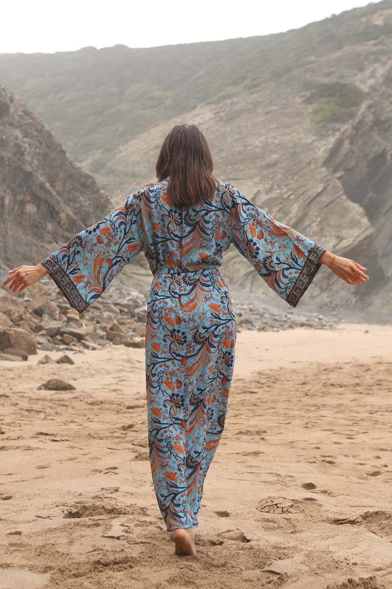 Robe kimono élégante, robe de chambre, kimono vintage, robe de mariée, kimono Boho, vêtements de détente image 6