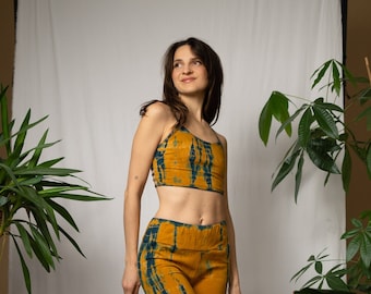 Stijlvolle batik top - yoga top - batik bikini top - festival top - top leggings combinatie - strandkleding
