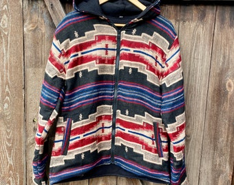 Colorful cozy winter jacket - handmade woolen jacket - hippie jacket - warm fleece jacket - festival jacket - vintage fashion