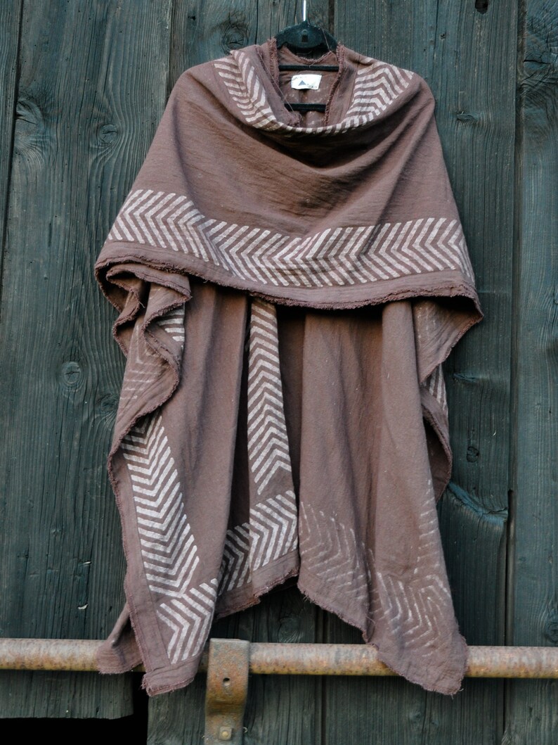 Poncho vest Long vest Natural color Stola Tribal