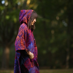 Colorful feel-good poncho: cozy comfort for cold days hooded poncho unisex cape festival poncho image 5