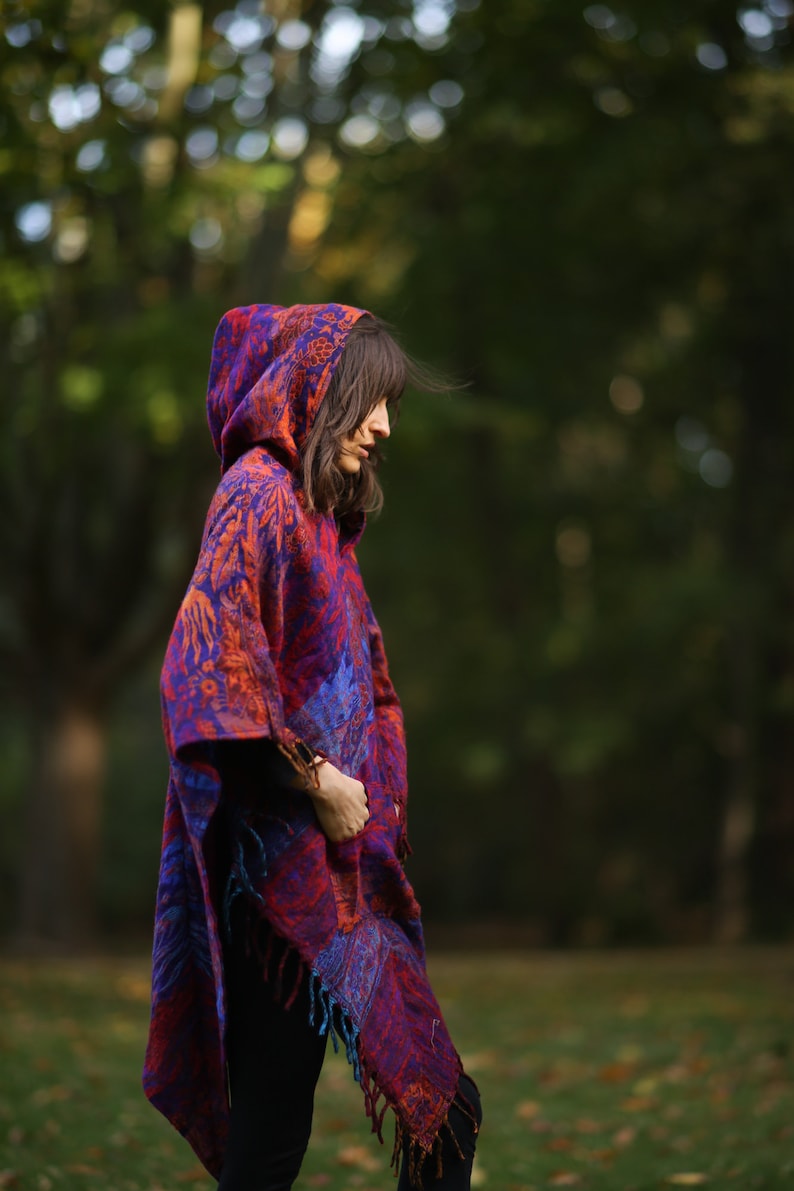 Colorful feel-good poncho: cozy comfort for cold days hooded poncho unisex cape festival poncho image 5