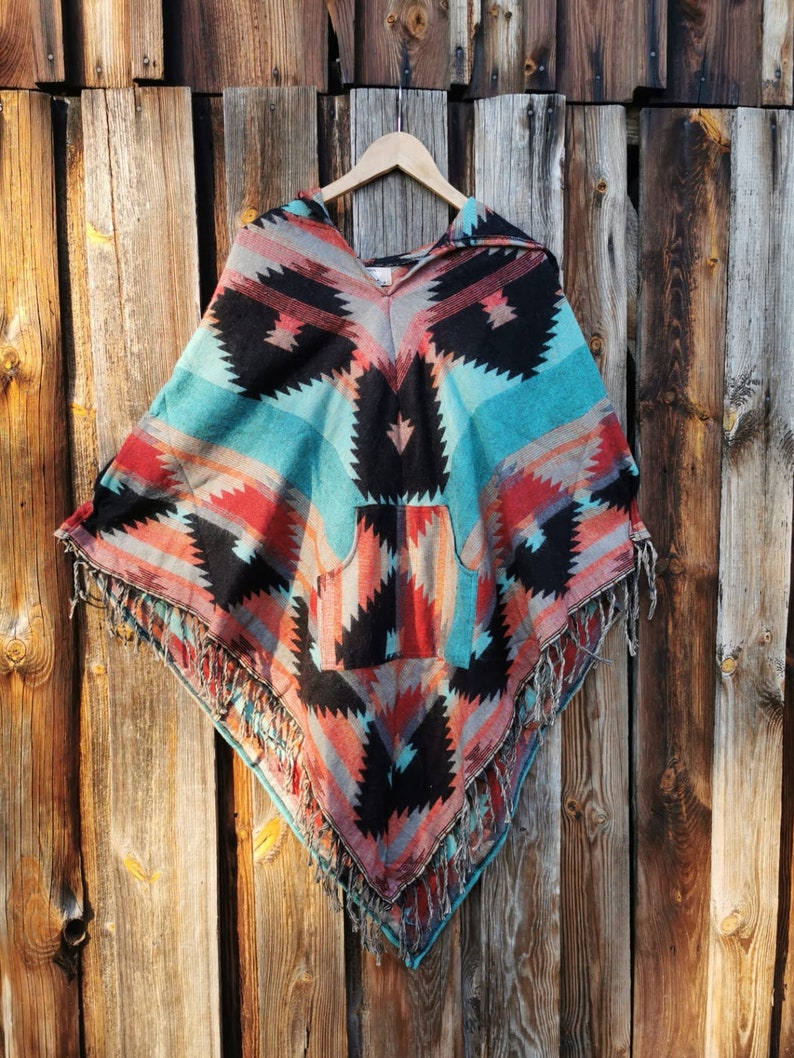 Colorful feel-good poncho: cozy comfort for cold days hooded poncho unisex cape festival poncho image 6