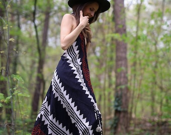 Long boho summer dress - flowy summer dress, beach dress - backless dress - festival dress