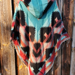 Colorful feel-good poncho: cozy comfort for cold days hooded poncho unisex cape festival poncho image 7