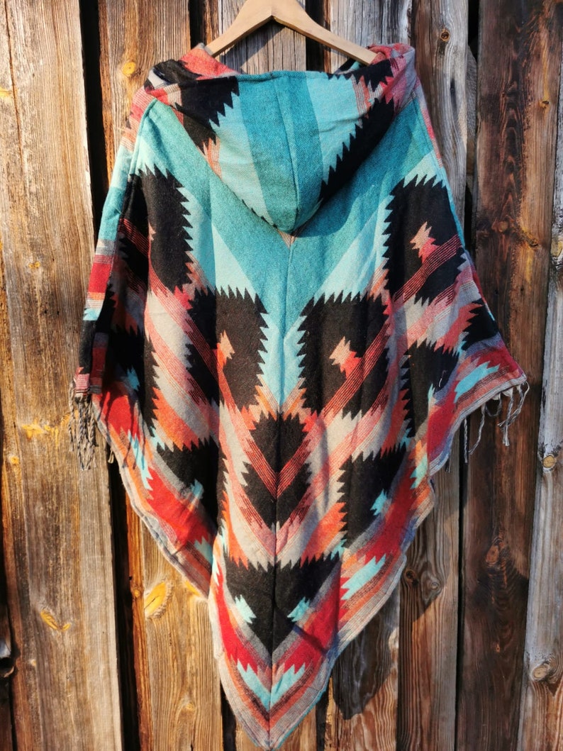 Colorful feel-good poncho: cozy comfort for cold days hooded poncho unisex cape festival poncho image 7