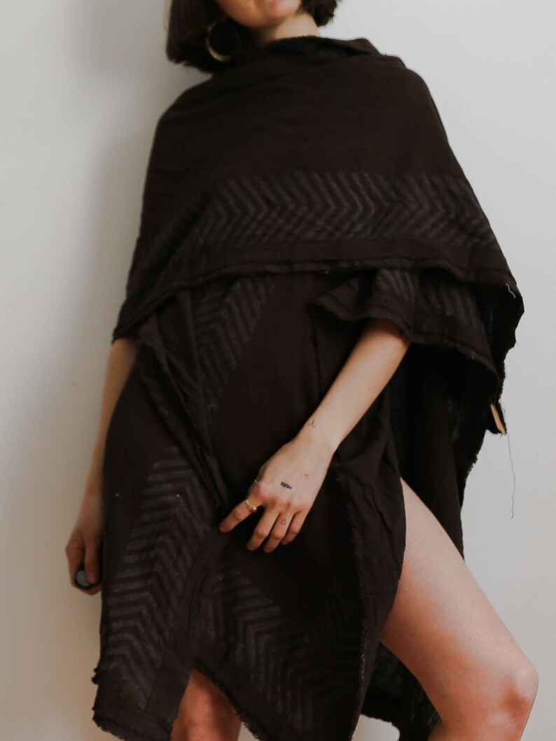 Poncho vest Long vest Natural color Stola Tribal