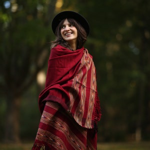 Wool scarf. Stole. Rug. Bohemian scarf. Ethnic scarf. Unisex.