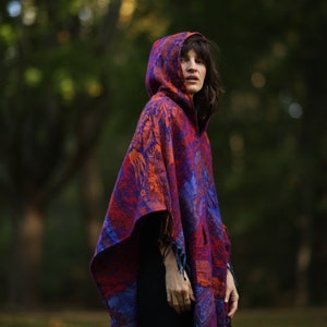 Colorful feel-good poncho: cozy comfort for cold days hooded poncho unisex cape festival poncho image 3